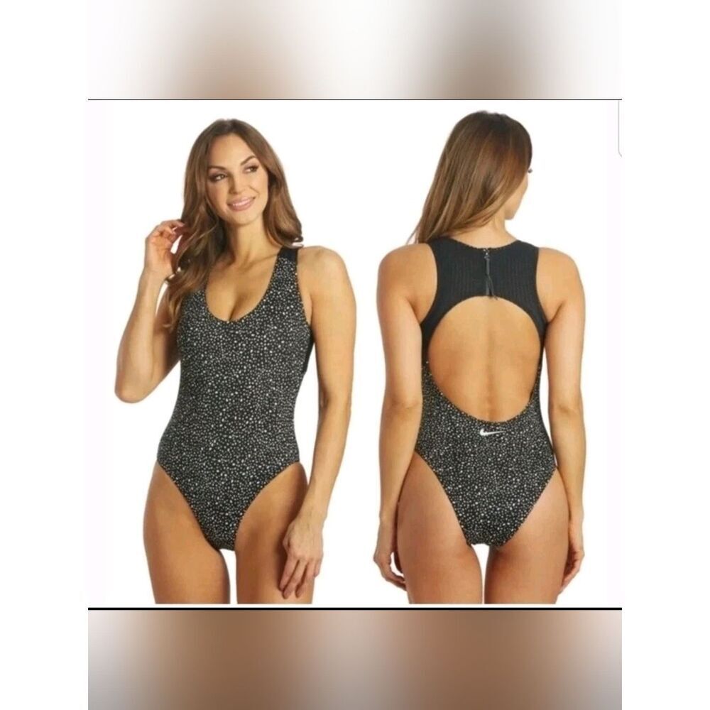 NWT Nike Women's Water Dots Keyhole Back One Piece Swimsuit-XL